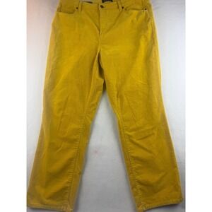 Talbots Womens Corduroy Pants 16P High Waist Straight Leg Curvy Mustard Yellow